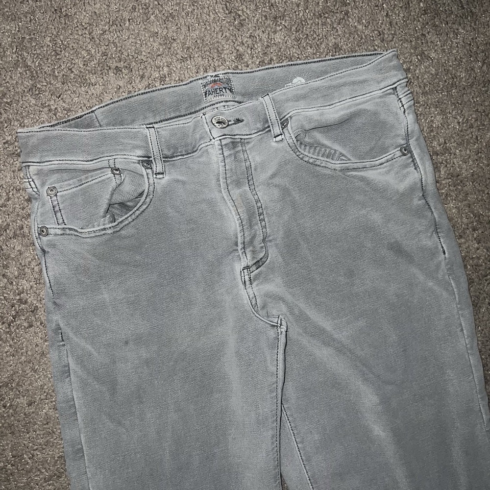 Faherty Men's 33x28 Gray Stretch Cotton 5 Pocket Pants Slim Fit